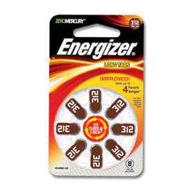 Picture of One pk of 8 cells Type 312 Energizer Hearing Aid Batteries