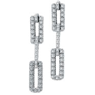 Picture of 14K White Gold 1.0ct Diamond Double Rectangular Bar Dangle Earrings