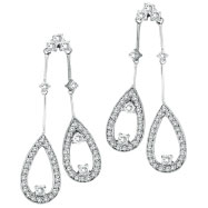 Picture of 14K White Gold Luxury 2.0ct 110-Diamond Dangle Tear-Drop Tipped Earrings