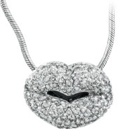 Picture of 14K White Gold 1.5ct Diamond Lips Pendant On Snake Chain Necklace