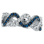 Picture of 14K White Gold Sapphire & Diamond Swirl Ring