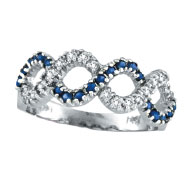 Picture of 14K White Gold Sapphire and Diamond Swirl Ring