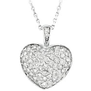 Picture of 14K White Gold 1.30ct Diamond Puffed Heart Pendant Necklace