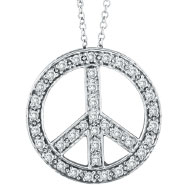Picture of 14K White Gold .50ct Diamond Peace Sign Pendant On Cable Chain Necklace