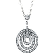 Picture of 14K White Gold .88ct Diamond Graduated Circle Pendant On Cable Chain Necklace