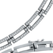 Picture of 14K White Gold Open Long Link Diamond Stampato Necklace