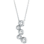 Picture of 14K White Gold .51ct Diamond Graduated 5-Stone Bezel Pendant On Cable Chain Necklace