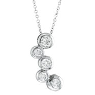 Picture of 14K White Gold .75ct Diamond Graduated Circle Bezel Pendant on Cable Chain Necklace