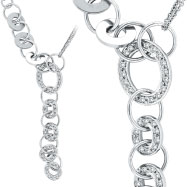 Picture of 14K White Gold Diamond & Polished Circle Fancy Necklace