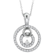 Picture of 14K White Gold .51ct Diamond Circular Designer Pendant On Cable Chain Necklace