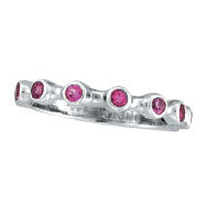 Picture of 14K White Gold Bezel Pink Sapphire Ring Band