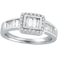 Picture of 14K White Gold .75ct Baguette Diamond Detailed Ring