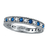 Picture of 14K White Gold Thin .50ct Diamond and .58ct Sapphire Eternity Ring Band
