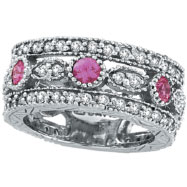 Picture of 14K White Gold .63ct Pink Sapphire and 1.51ct Diamond Eternity Ring Band