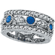Picture of 14K White Gold 0.60ct Sapphire and 1.51ct Diamond Eternity Ring Band