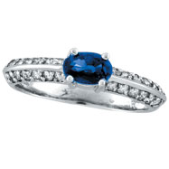 Picture of 14K White Gold Prong Setting .78ct Sapphire and .38ct Diamond Ring