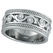 Picture of 14K White Gold .24ct Antique Rustic Style Diamond Band Ring