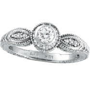 Picture of 14K White Gold .40ct Bezel Diamond Rustic-Style Ring