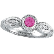 Picture of 14K White Gold .30ct Pink Sapphire With .14ct Diamond Bezel Ring