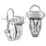 Picture of 18K White Gold Antique-Style .59ct Diamond Scroll French-Style Post Earrings
