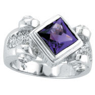 Picture of 14K White Gold Diamond-Shaped 2.0ct Amethyst & .18ct Diamond Ring