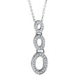 14K White Gold .38ct Diamond Graduated Oval Pendant on Cable Chain Necklace