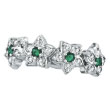 14K White Gold .48ct Diamond and Emerald Flower Ring