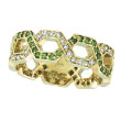 14K Yellow Gold .37ct Tsavorite & .34ct Diamond Open Hexagonal-Shaped Eternity Ring