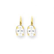 Picture of 14k 8x6mm Oval Cubic Zirconia leverback earring