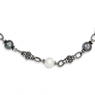 Picture of Sterling Silver Freshwater Cultured Black & White Pearl Necklace