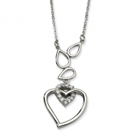 Picture of Stainless Steel Polished Teardrops & Heart w/ CZ Heart 18w/1in ext Necklace chain