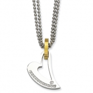 Picture of Stainless Steel IPG 24k Plating Circle & Heart w/CZs 22in Necklace chain