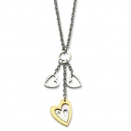 Picture of Stainless Steel IPG 24k Plating Heart w/ Polished Hearts w/CZ 22in Necklace chain