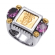 Alesandro Menegati 14K Accented Sterling Silver Ring with Amethysts