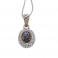 Picture of Alesandro Menegati 18K Accented Sterling Silver Necklace with Black Diamonds