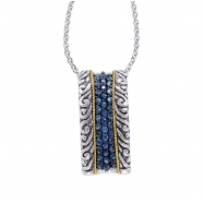 Picture of Alesandro Menegati 18K Accented Sterling Silver Necklace with Blue Sapphires