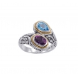 Alesandro Menegati 18K Accented Sterling Silver Ring with Amethyst and Blue Topaz
