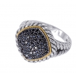 Alesandro Menegati 18K Accented Sterling Silver Ring with Black Diamonds