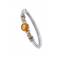Picture of Alesandro Menegati 14K Accented Sterling Silver Bangle with White Topaz, Peridot and Citrine