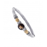 Picture of Alesandro Menegati 14K Accented Sterling Silver Bangle with Blue and White Topaz, Smoky Quartz and Citrine