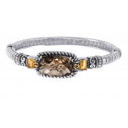Picture of Alesandro Menegati 14K Accented Sterling Silver Bangle with Smoky Quartz and Citrines