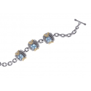 Picture of Alesandro Menegati 14K Accented Sterling Silver Bracelet with Blue and White Topaz