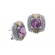Alesandro Menegati 14K Accented Sterling Silver Earrings with White Topaz and Amethyst