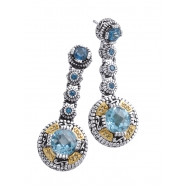 Picture of Alesandro Menegati 14K Accented Sterling Silver Earrings with Blue Topaz and Diamonds 