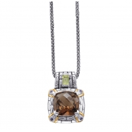 Picture of Alesandro Menegati 14K Accented Sterling Necklace with Smoky Quartz/Peridot/Iolites