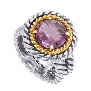 Picture of Alesandro Menegati 14K Accented Sterling Silver Ring with Amethyst