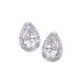 Alesandro Menegati Sterling Silver Pear Stud Earrings with Diamonds and White Topaz