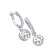 Alesandro Menegati Sterling Silver Earrings with Diamonds and White Topaz