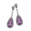 Alesandro Menegati Sterling Silver Pendant Earrings with Black and White Diamonds and Amethyst