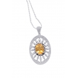 Alesandro Menegati Sterling Silver Oval Pendant Necklace with Diamonds and Large Citrine